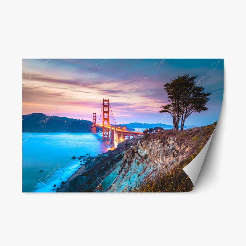 Adesivo riposizionabile tramonto sul Golden Gate Bridge da Baker Beach