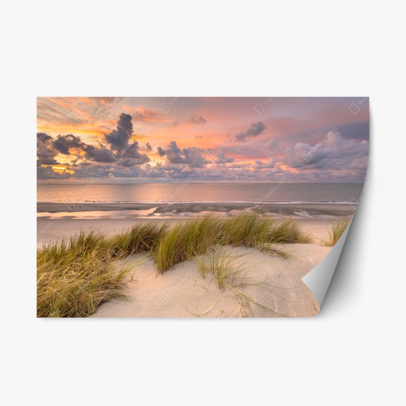 Adesivo riposizionabile tramonto sulle dune al mare