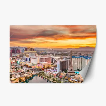 Adesivo riposizionabile tramonto sulla skyline di Las Vegas • Wallissimo®