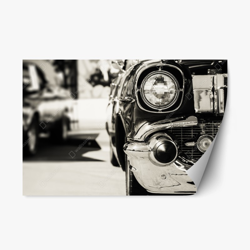 Adesivo riposizionabile frontale cromato di auto d'epoca in stile retrò