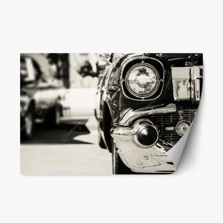 Adesivo riposizionabile frontale cromato di auto d'epoca in stile retrò • Wallissimo®