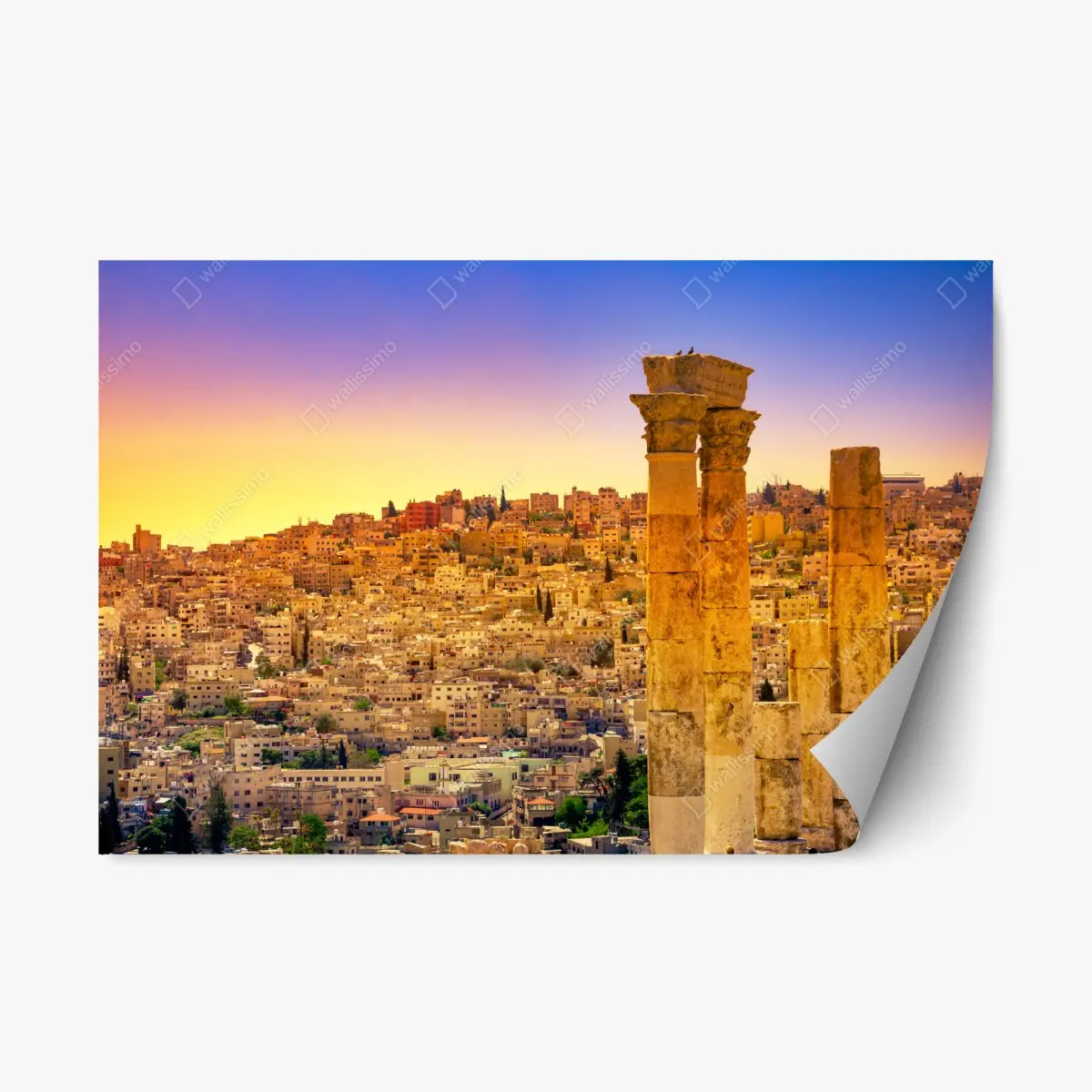 Adesivo riposizionabile panorama storico di Amman al tramonto • Wallissimo®