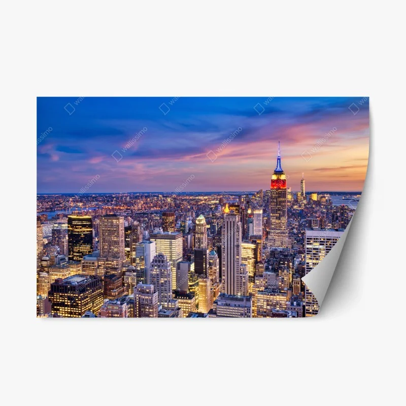 Adesivo riposizionabile tramonto su New York con Empire State Building