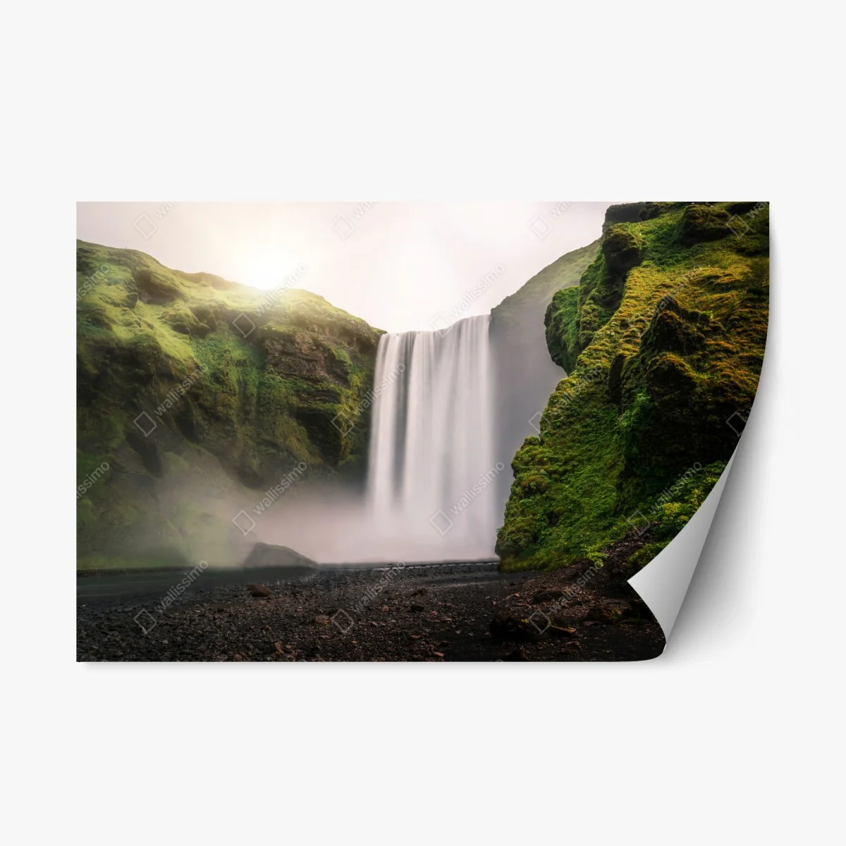 Adesivo riposizionabile paesaggio maestoso di Skogafoss • Wallissimo® Adesivo riposizionabile paesaggio maestoso di Skogafoss • Wallissimo®