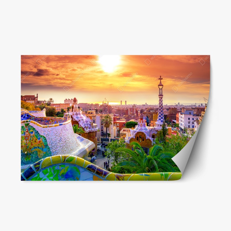 Adesivo riposizionabile tramonto a Parc Güell, Barcellona