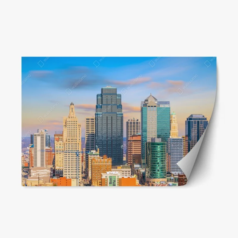 Adesivo riposizionabile skyline di Kansas City al tramonto