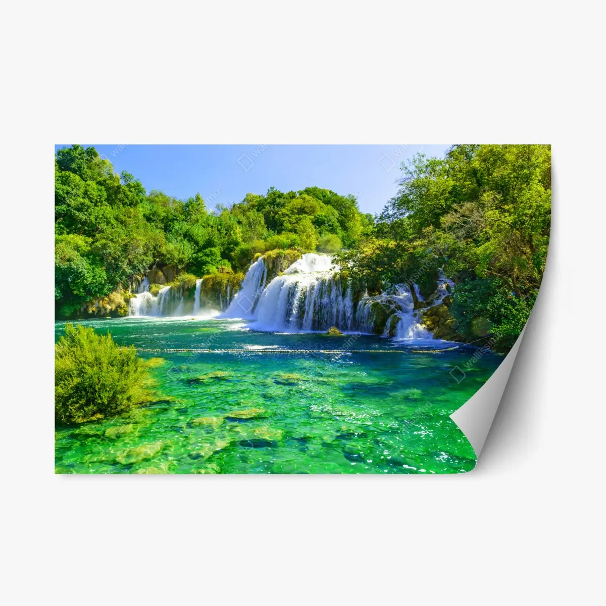 Adesivo riposizionabile cascata smeraldo per decorazione murale • Wallissimo®
