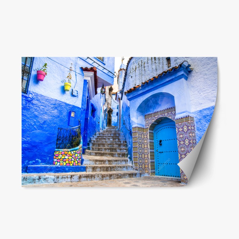Adesivo riposizionabile vicoli azzurri di Chefchaouen