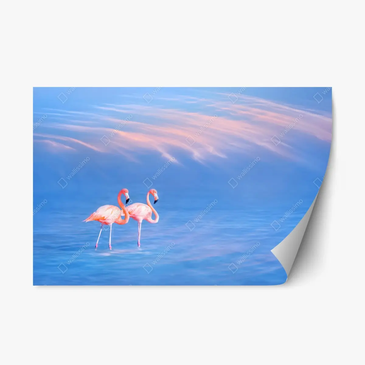 Adesivo riposizionabile fenicotteri rosa sul mare al crepuscolo • Wallissimo® Adesivo riposizionabile fenicotteri rosa sul mare al crepuscolo • Wallissimo®