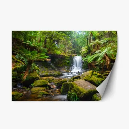 Adesivo riposizionabile cascata nella foresta incontaminata • Wallissimo®
