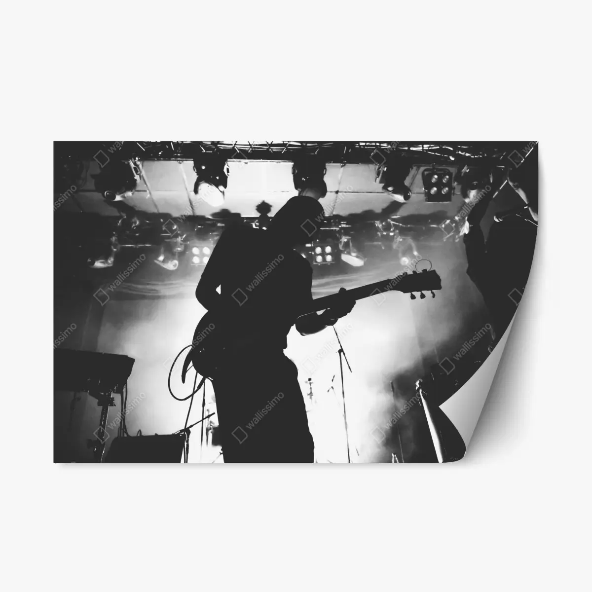 Adesivo riposizionabile silhouette di chitarrista in concerto • Wallissimo®