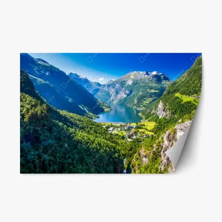 Adesivo riposizionabile panorama mozzafiato di Geirangerfjord, Norvegia • Wallissimo®