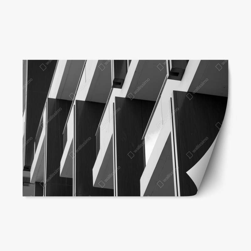 Adesivo riposizionabile composizione architettonica minimal in bianco e nero