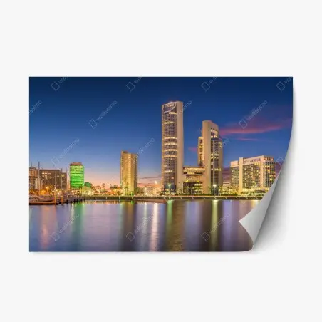 Adesivo riposizionabile tramonto su Corpus Christi: skyline sul porto • Wallissimo®