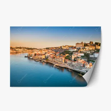 Adesivo riposizionabile panorama di Porto al tramonto • Wallissimo®