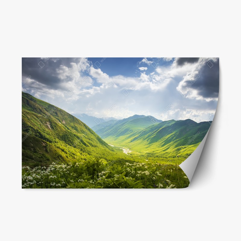 Adesivo riposizionabile panorama della valle di Svaneti, Georgia