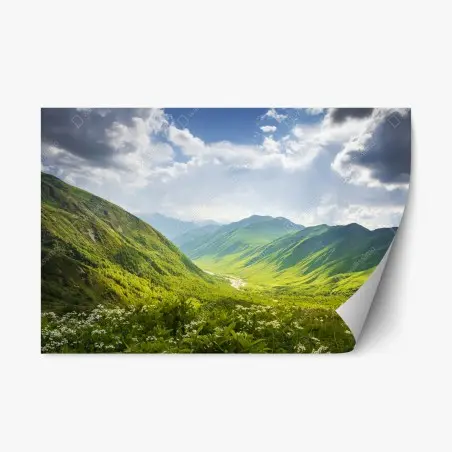 Adesivo riposizionabile panorama della valle di Svaneti, Georgia • Wallissimo®