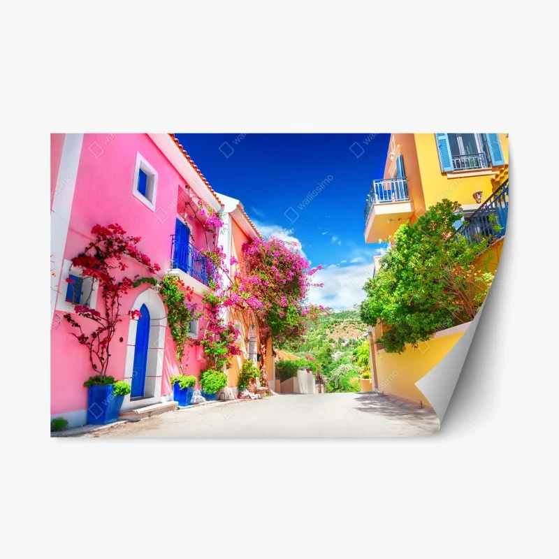 Adesivo riposizionabile viale fiorito a Cefalonia