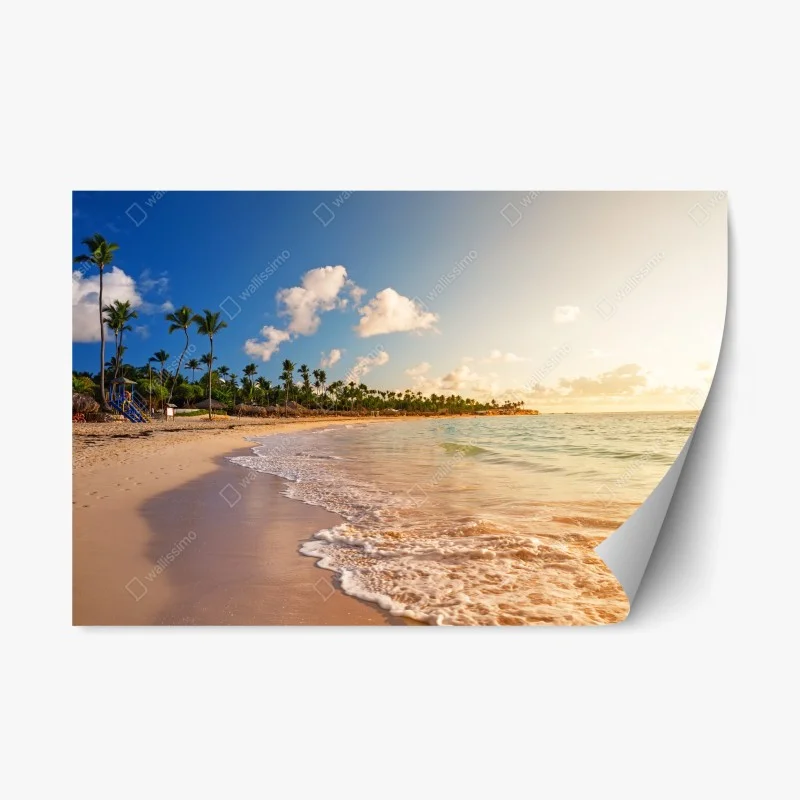 Adesivo riposizionabile tramonto tropicale sulla spiaggia