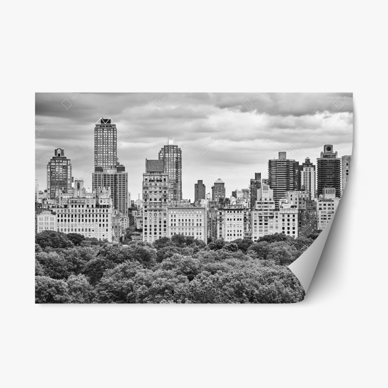 Adesivo riposizionabile panorama in bianco e nero dell'Upper East Side, Manhattan