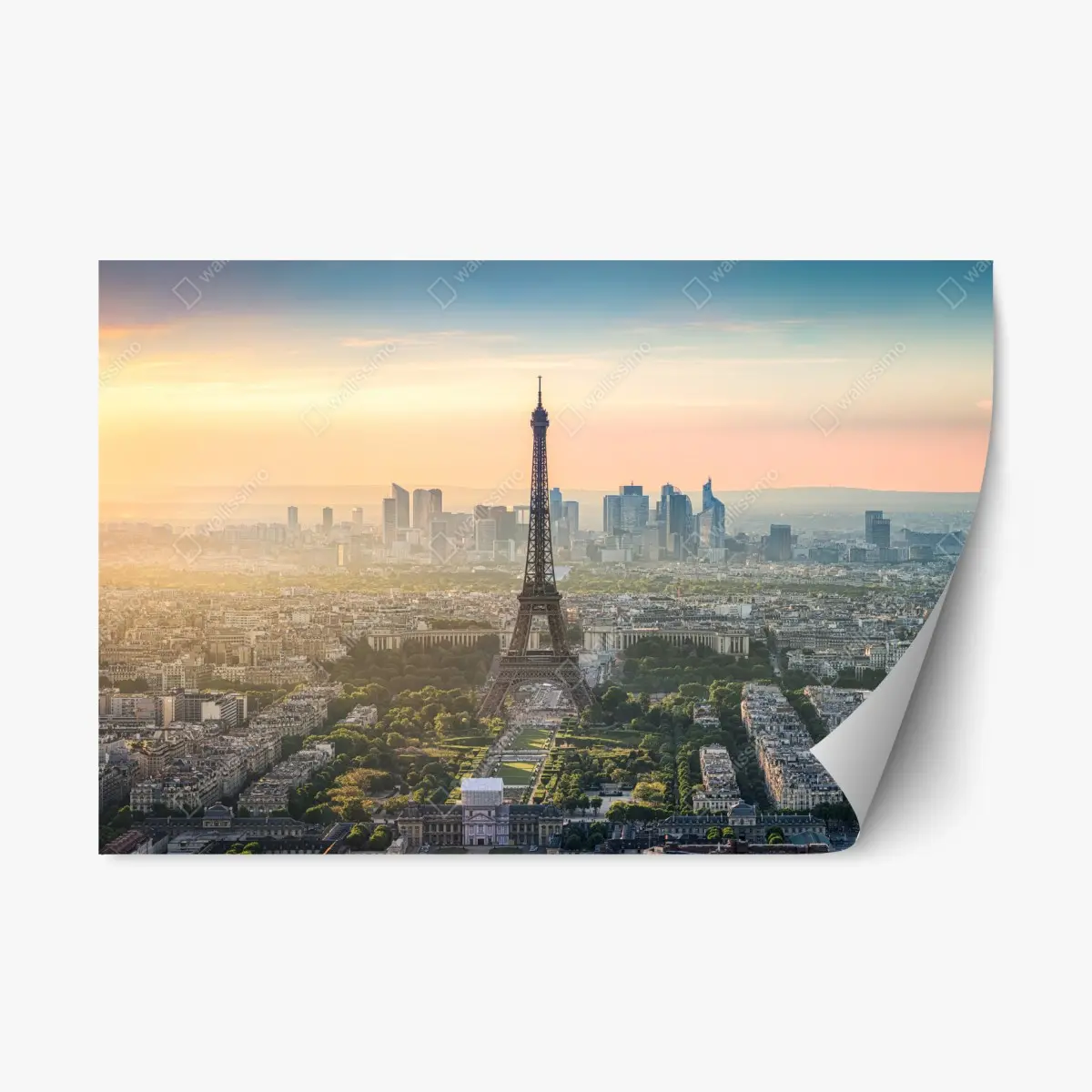 Adesivo riposizionabile tramonto su Parigi con Torre Eiffel • Wallissimo®