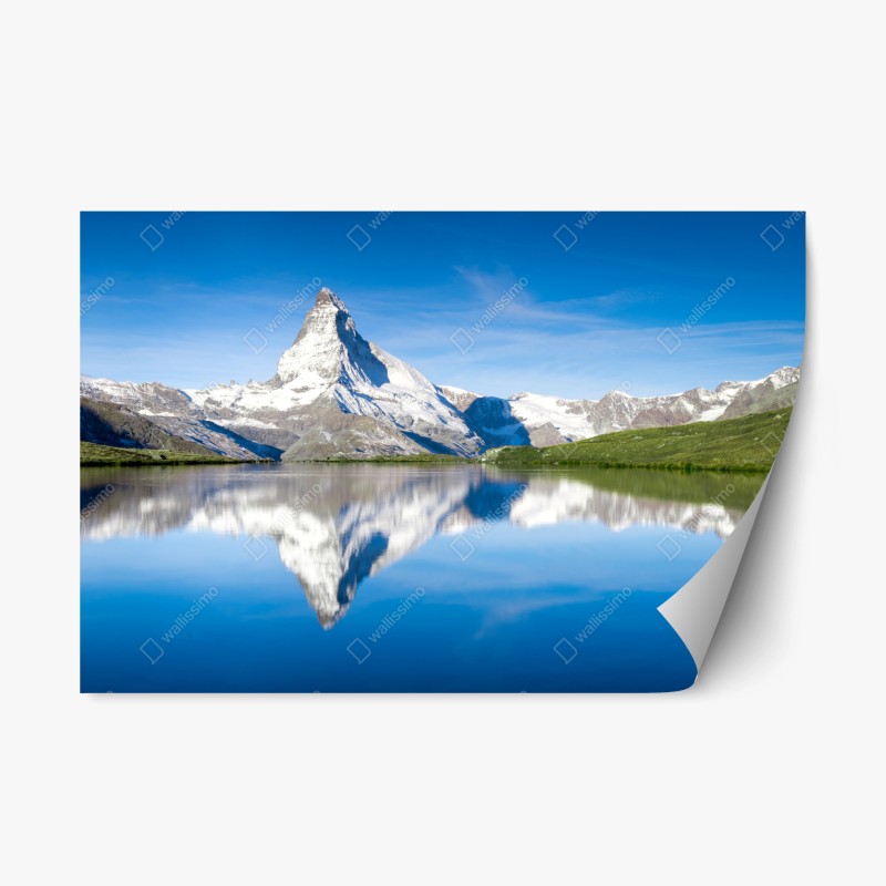 Adesivo riposizionabile riflessi del Cervino sulle acque alpine