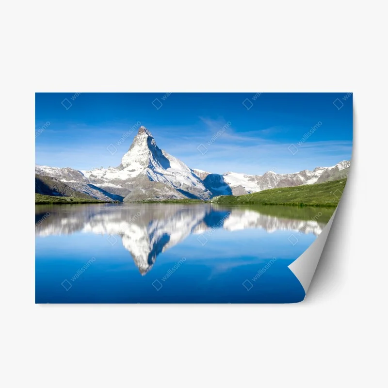 Adesivo riposizionabile riflessi del Cervino sulle acque alpine