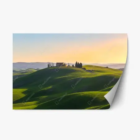 Adesivo riposizionabile tramonto sulle Crete Senesi • Wallissimo®