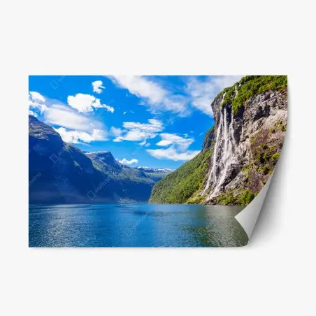 Adesivo riposizionabile cascate Sette Sorelle a Geiranger • Wallissimo®