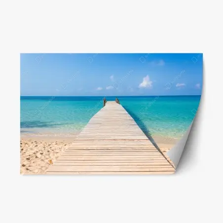 Adesivo riposizionabile pontile verso il mare turchese • Wallissimo®