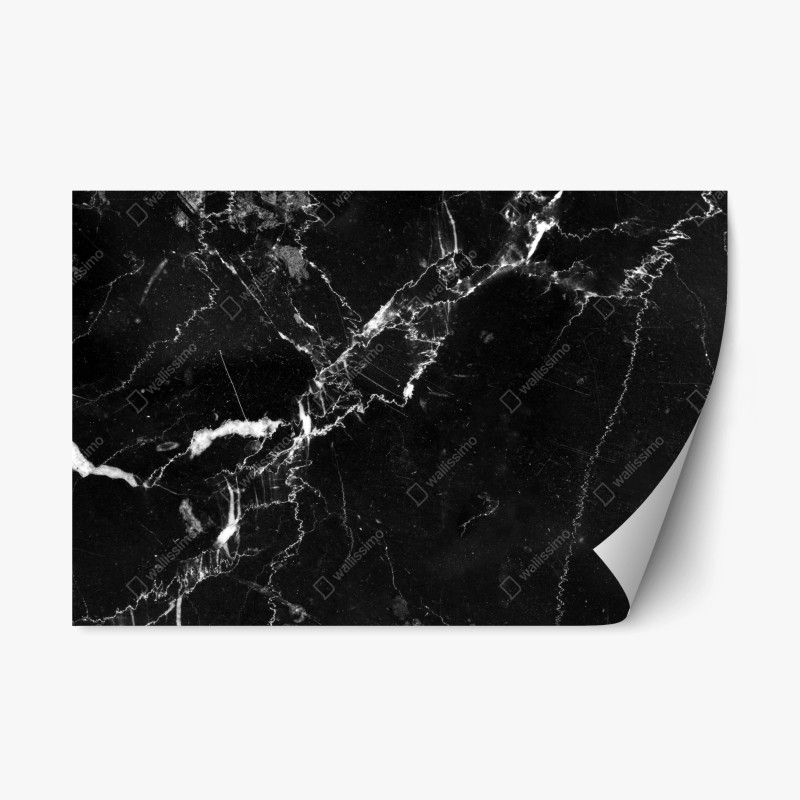 Adesivo riposizionabile texture marmo nero con venature bianche