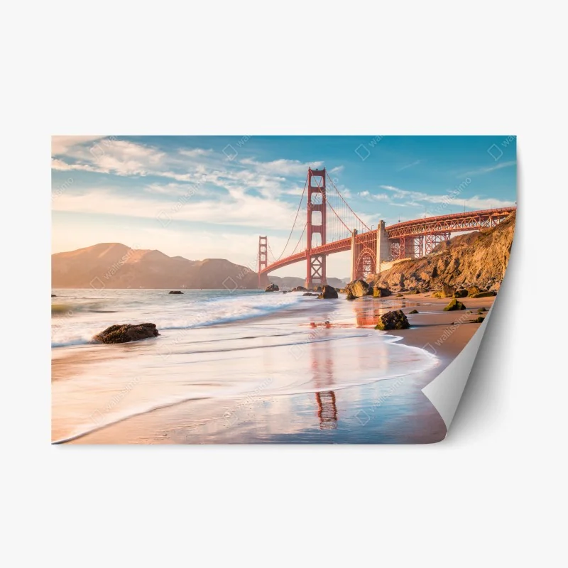 Adesivo riposizionabile tramonto sul Golden Gate: panorama costiero