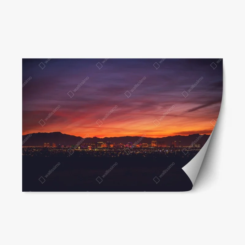 Adesivo riposizionabile panorama serale di Las Vegas al tramonto