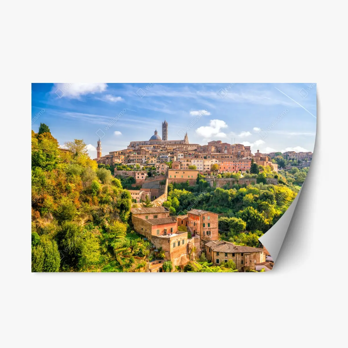 Adesivo riposizionabile panorama storico di Siena nelle colline della Toscana • Wallissimo® Adesivo riposizionabile panorama storico di Siena nelle colline della Toscana • Wallissimo®