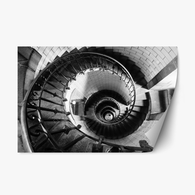 Adesivo riposizionabile spirale architettonica in bianco e nero