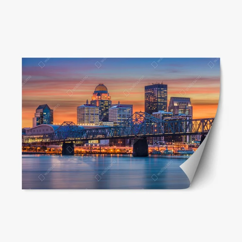 Adesivo riposizionabile skyline di Louisville al tramonto