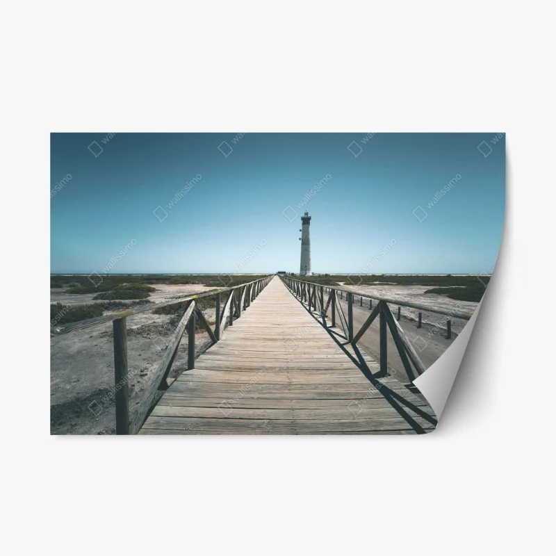 Adesivo riposizionabile faro sulla passerella verso l'orizzonte • Wallissimo® Adesivo riposizionabile faro sulla passerella verso l'orizzonte • Wallissimo®