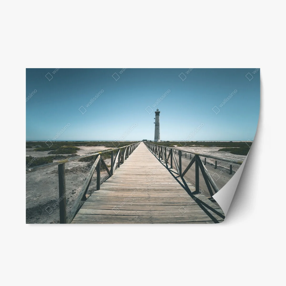 Adesivo riposizionabile faro sulla passerella verso l'orizzonte • Wallissimo® Adesivo riposizionabile faro sulla passerella verso l'orizzonte • Wallissimo®