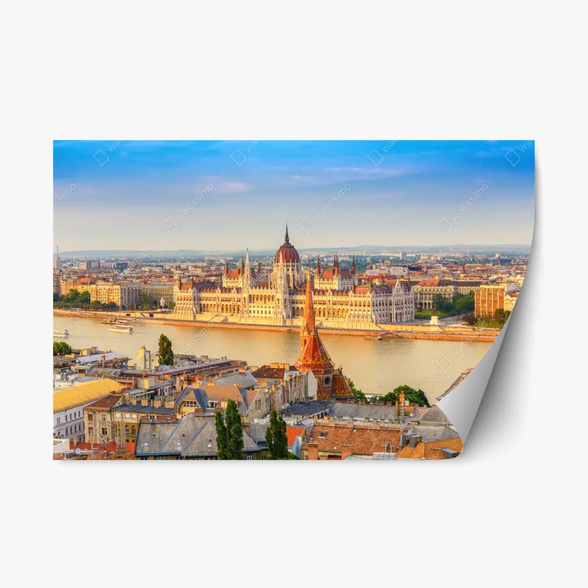 Adesivo riposizionabile tramonto sul parlamento di Budapest • Wallissimo®
