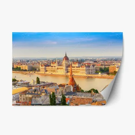 Adesivo riposizionabile tramonto sul parlamento di Budapest • Wallissimo®