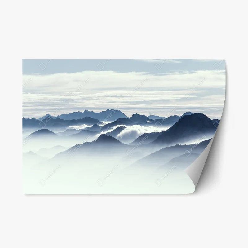 Adesivo riposizionabile panorama di montagne avvolte nella nebbia