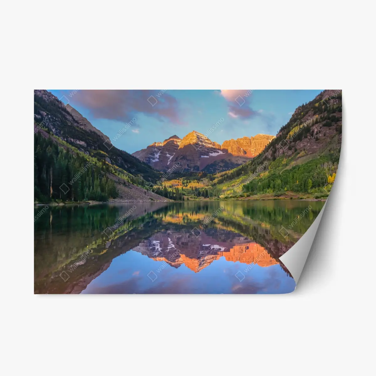 Adesivo riposizionabile alba dorata alle Maroon Bells • Wallissimo®