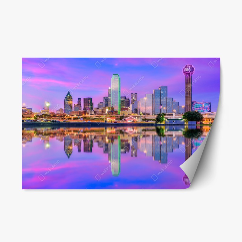 Adesivo riposizionabile riflessi magici sullo skyline di Dallas