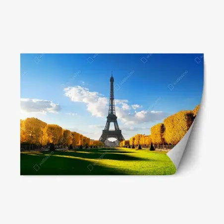 Adesivo riposizionabile panorama primaverile di Torre Eiffel al Champ de Mars, Parigi • Wallissimo®