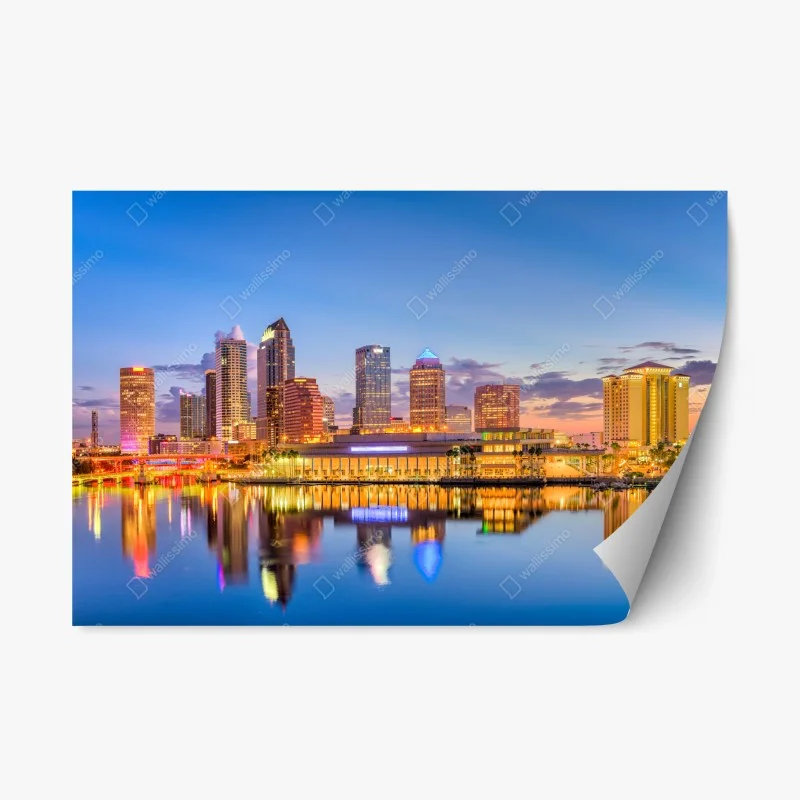 Adesivo riposizionabile skyline di Tampa al tramonto