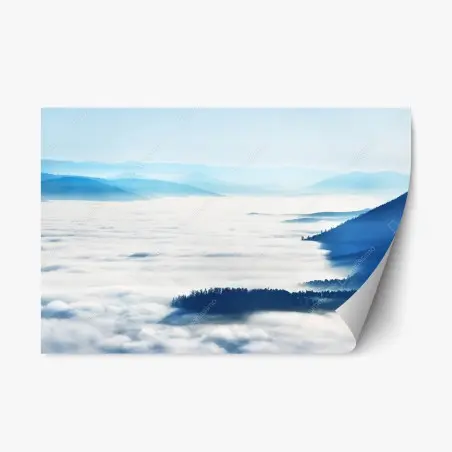 Adesivo riposizionabile tramonto nebbioso sui Vosgi • Wallissimo®