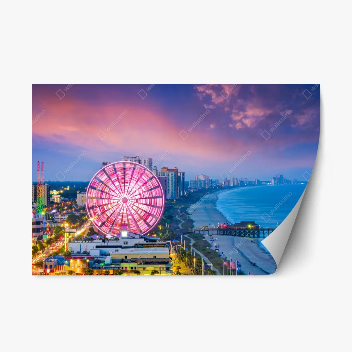 Adesivo riposizionabile tramonto rosa a Myrtle Beach • Wallissimo®