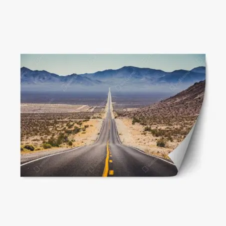 Adesivo riposizionabile strada infinita nel deserto • Wallissimo®