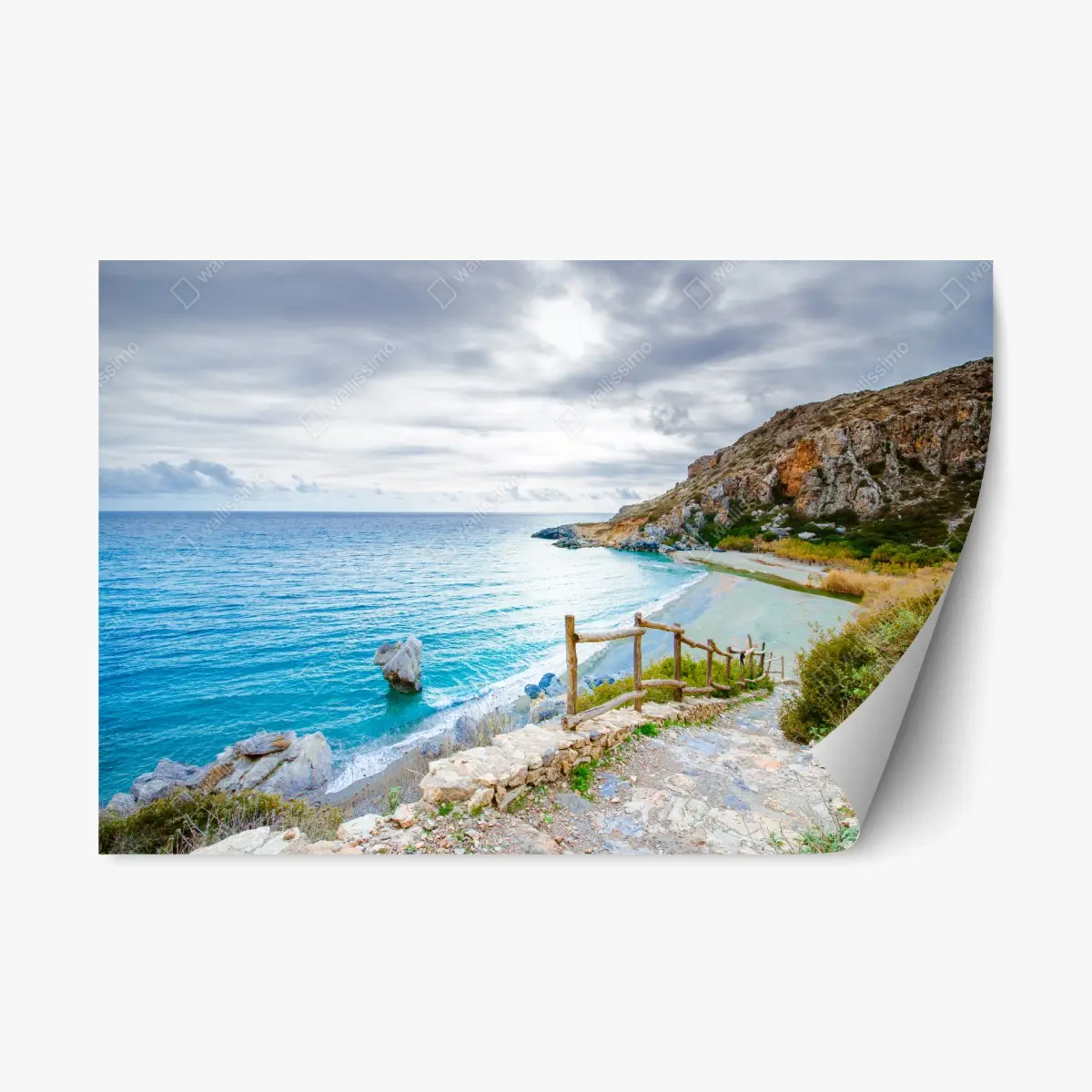 Adesivo riposizionabile sentiero verso la baia turchese • Wallissimo®