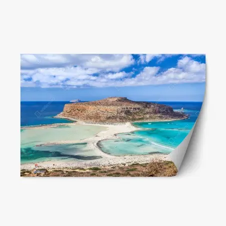Adesivo riposizionabile laguna turchese e costa rocciosa • Wallissimo®